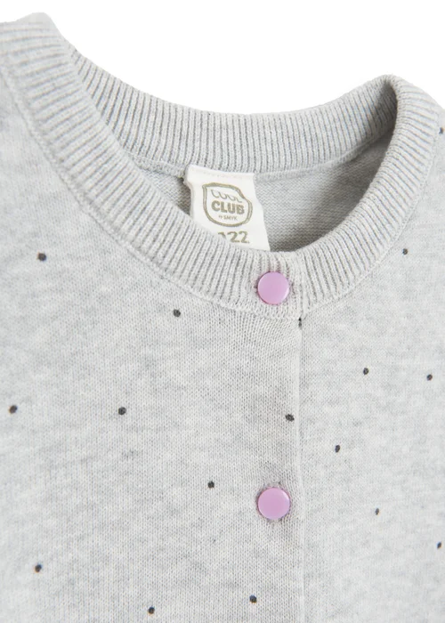 Cool Club Grey Button-Up Polka Dot Ruffle Shoulder Cardigan (3-8 yrs) - 3 Yrs Image 4