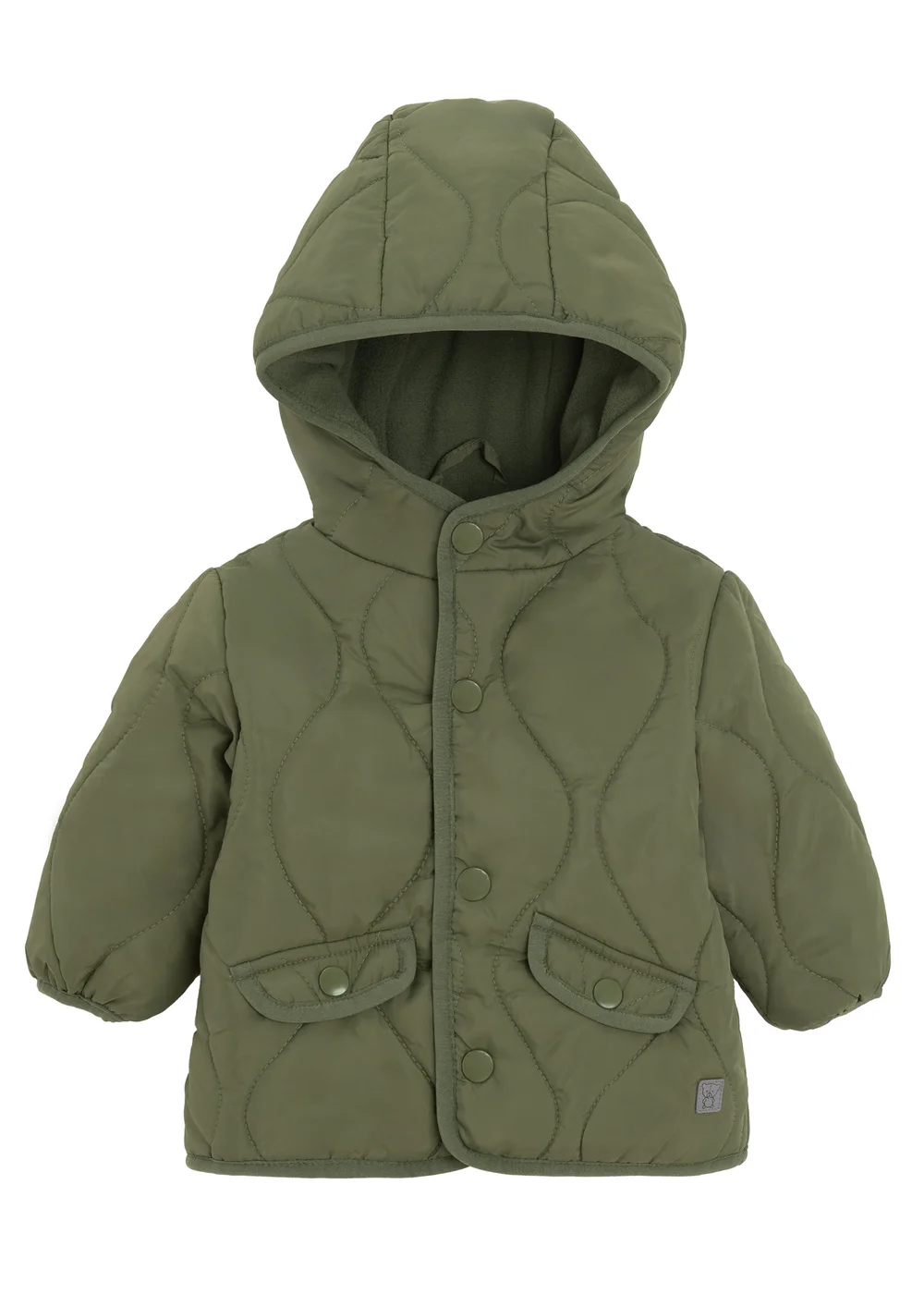 Cool Club Green Quilted Hooded Button-Up Jacket (3-24 mnths) - 9-12 months Image 1