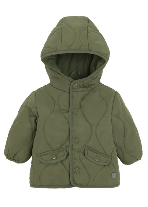 Cool Club Green Quilted Hooded Button-Up Jacket (3-24 mnths) - 9-12 months Image 1