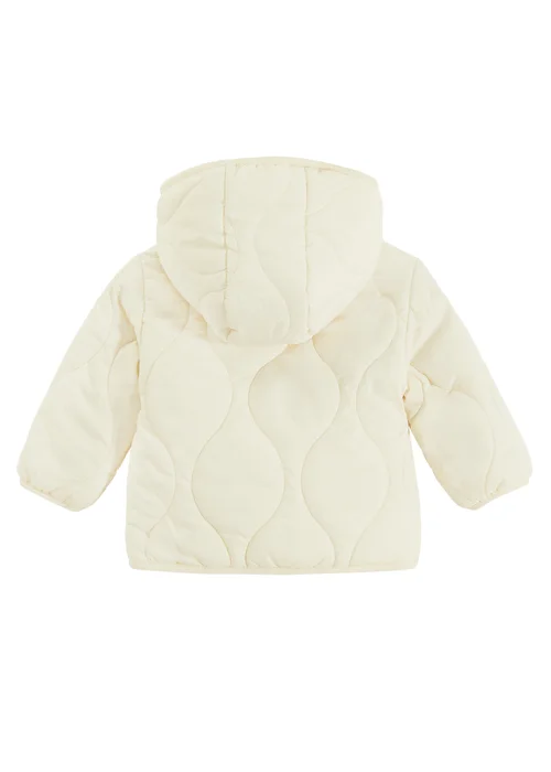 Cool Club White Quilted Hooded Button-Up Jacket (3-24 mnths) - 6-9 months Image 2