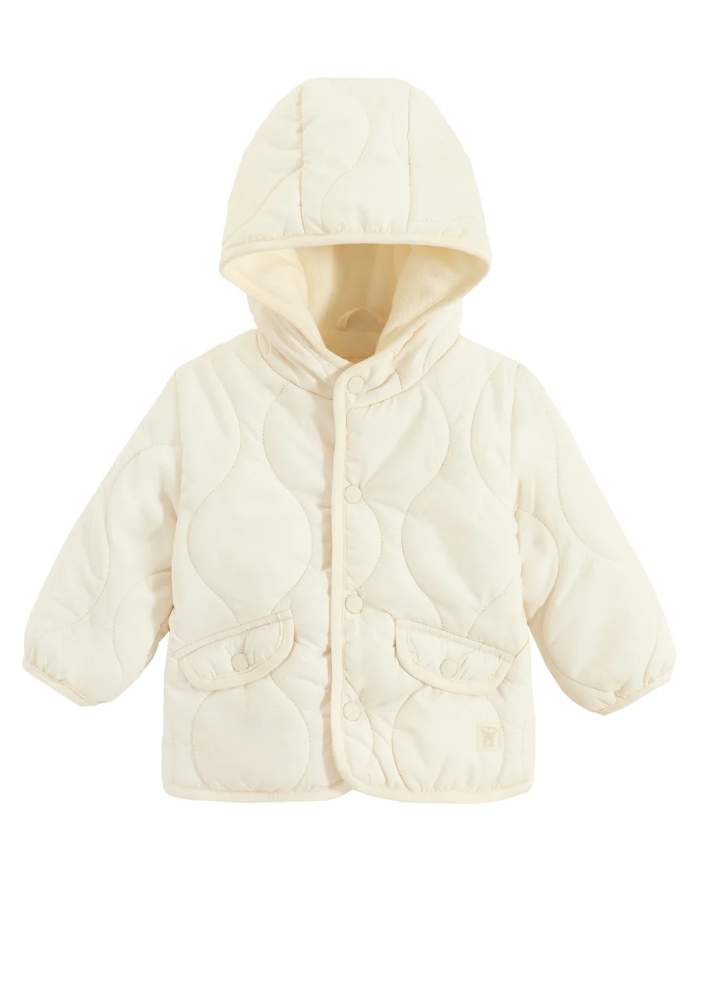 Cool Club White Quilted Hooded Button-Up Jacket (3-24 mnths) - 6-9 months Image 1
