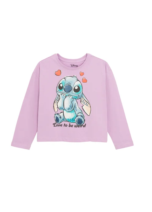 Cool Club Lilac Lilo & Stitch Long Sleeve Printed T-Shirt (3-8 yrs) - 4 Yrs Image 1