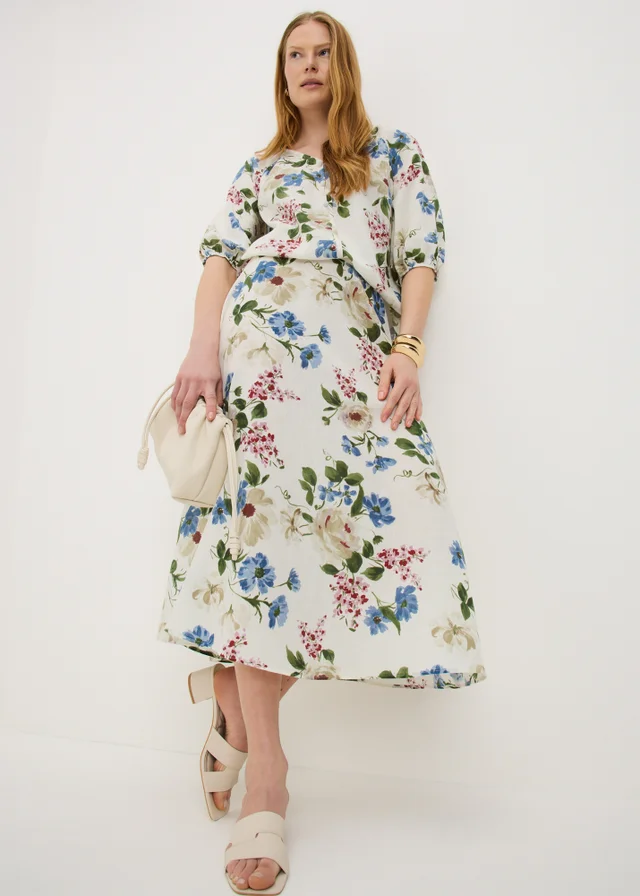Cream Vintage Floral Midaxi Co Ord Skirt