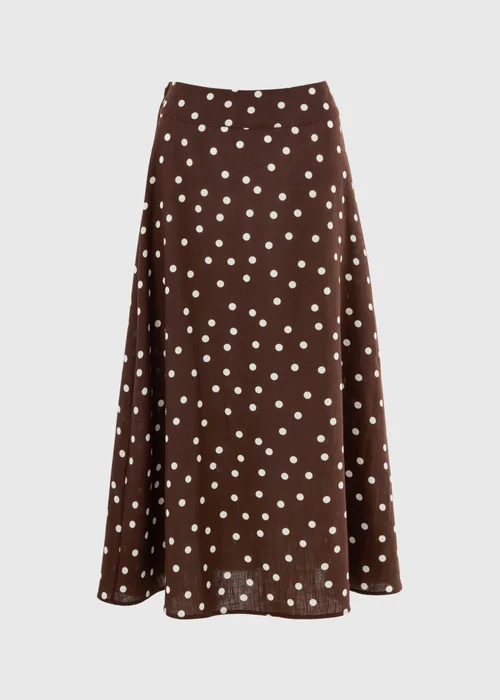 Chocolate Brown Polka Dot Midaxi Skirt - Size 8 Image 4