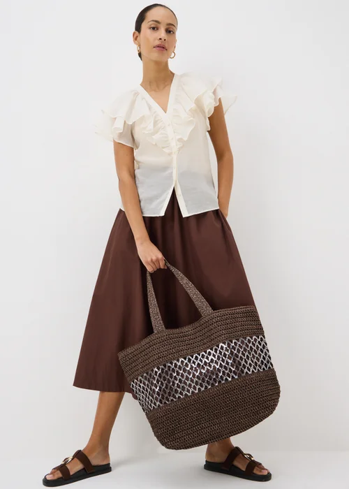 Chocolate Brown Trim Beach Bag - One Size Image 1