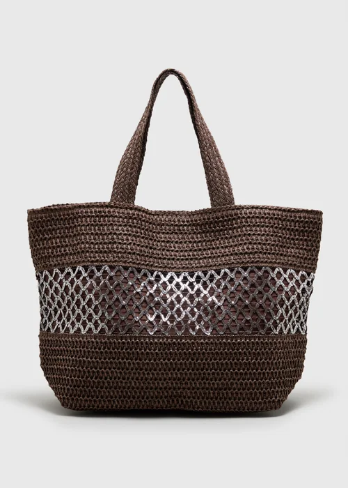 Chocolate Brown Trim Beach Bag - One Size Image 3