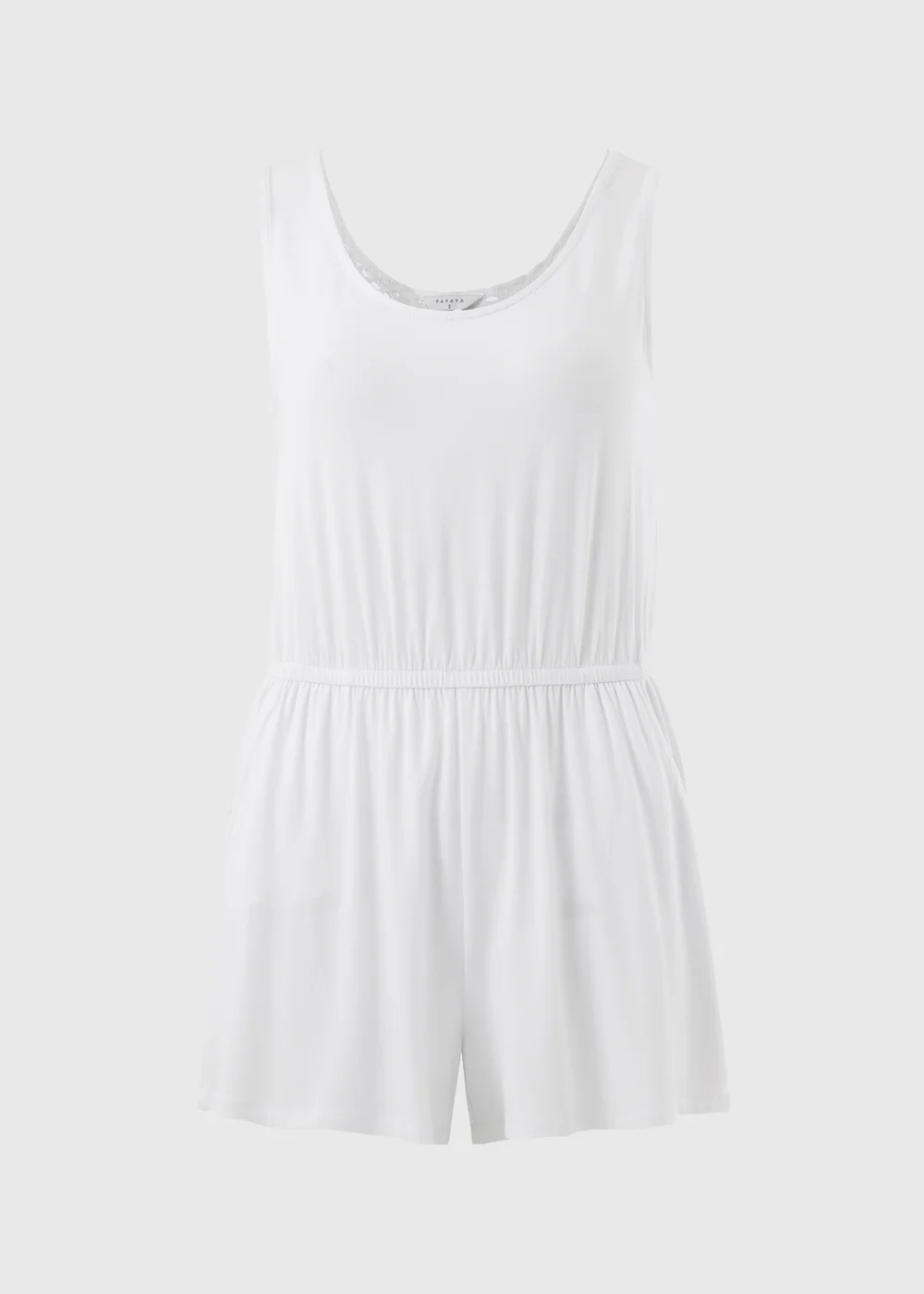 White Crochet Back Playsuit - Small Image 1