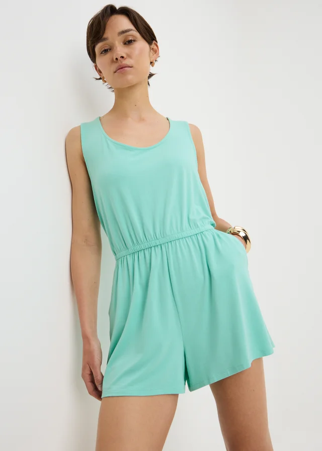 Aqua Blue Crochet Back Playsuit
