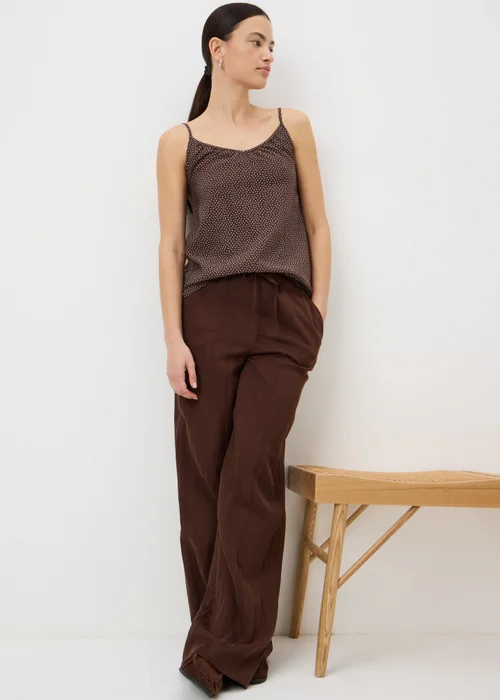 Brown Polka Dot Ruched Cami Top - 26 Image 1