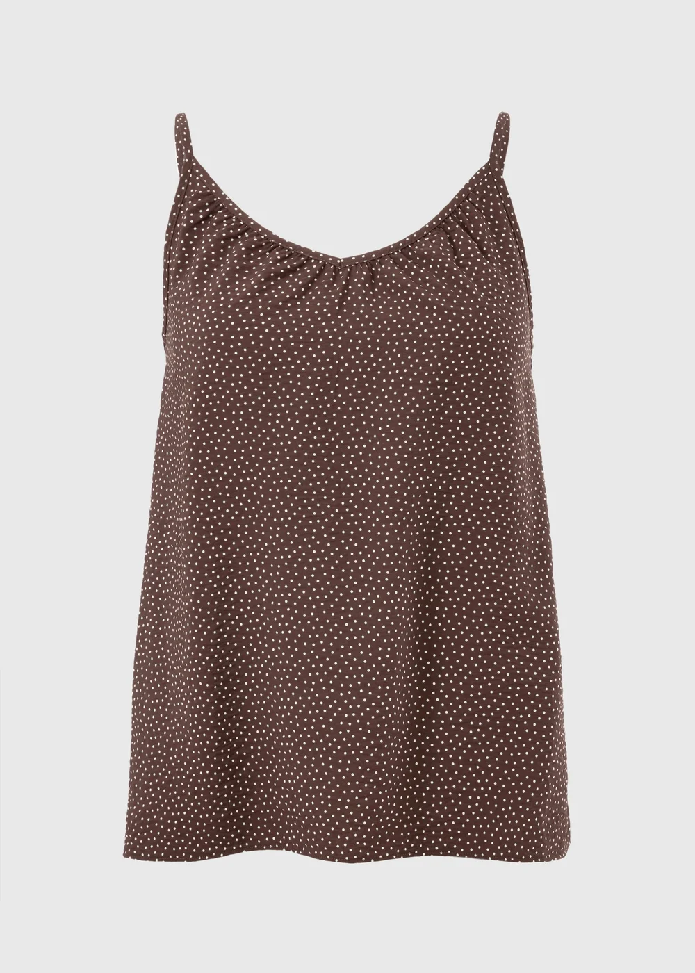 Brown Polka Dot Ruched Cami Top - 26 Image 3