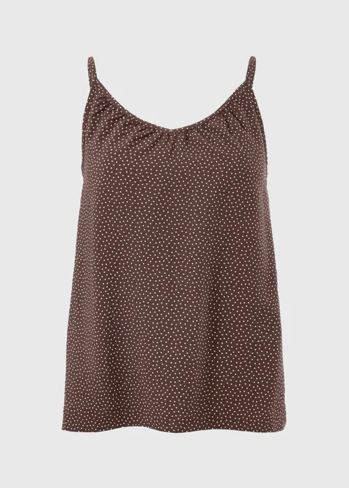 Brown Polka Dot Ruched Cami Top - 26 Image 3