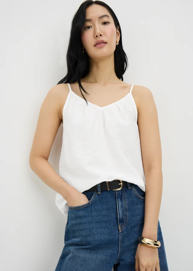 Cream Ruched Cami Top