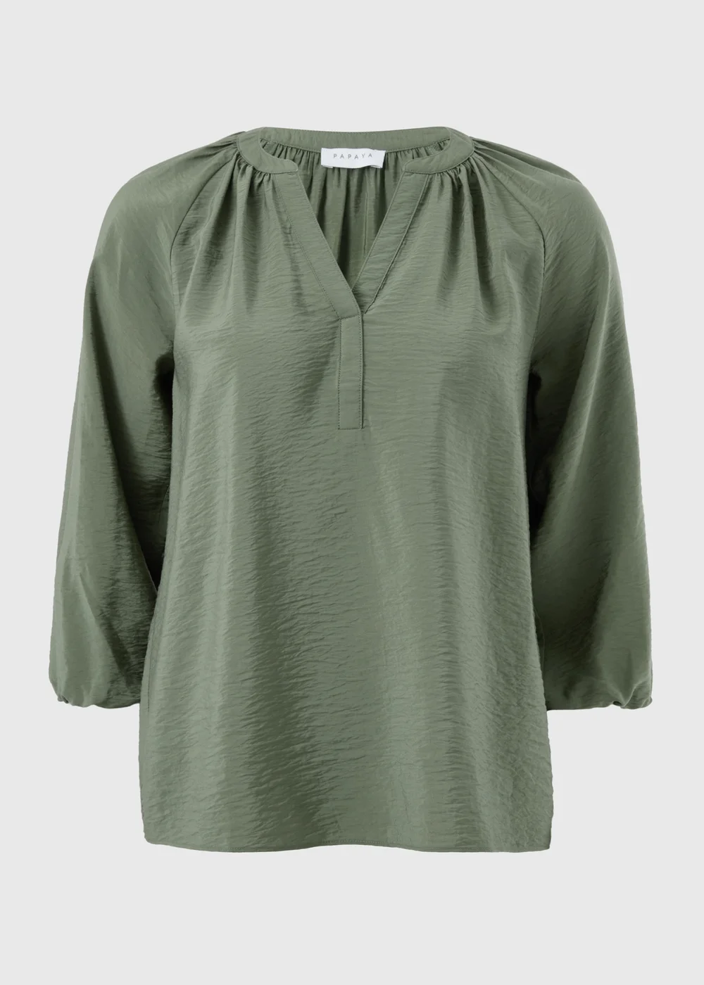 Olive 3/4 Sleeve Popover Blouse - 14 Image 3