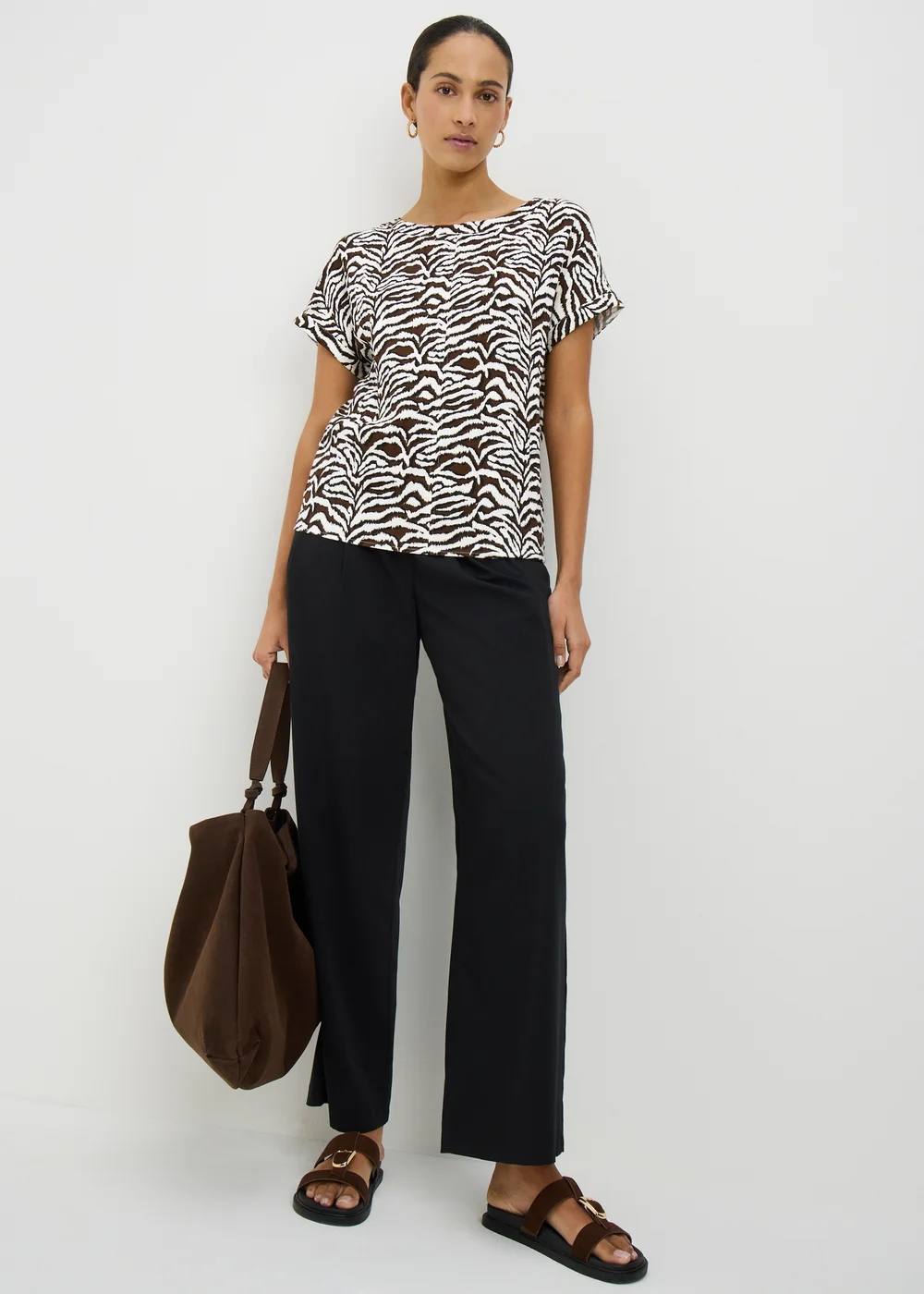 Chocolate Brown Zebra Print Box Top - 8 Image 1