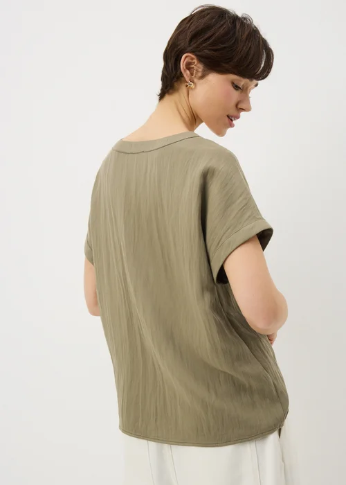 Khaki Textured Box Top Blouse - 12 Image 3
