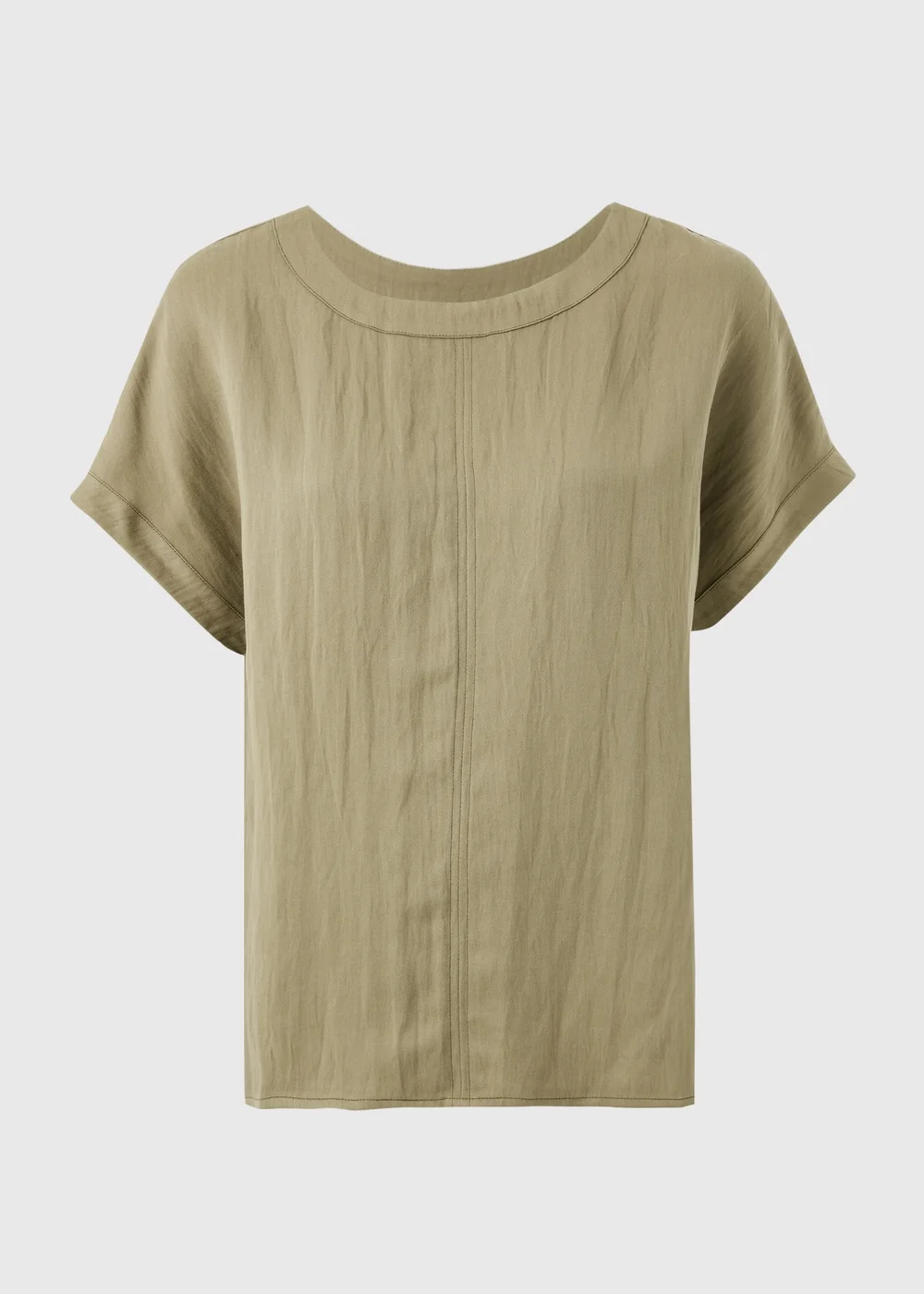 Khaki Textured Box Top Blouse - 12 Image 4