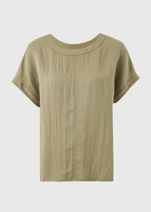 Khaki Textured Box Top Blouse - 12 Image 4