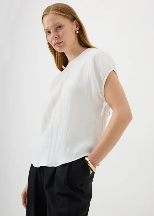 Cream Drawstring Sleeve Top - 12 Image 2