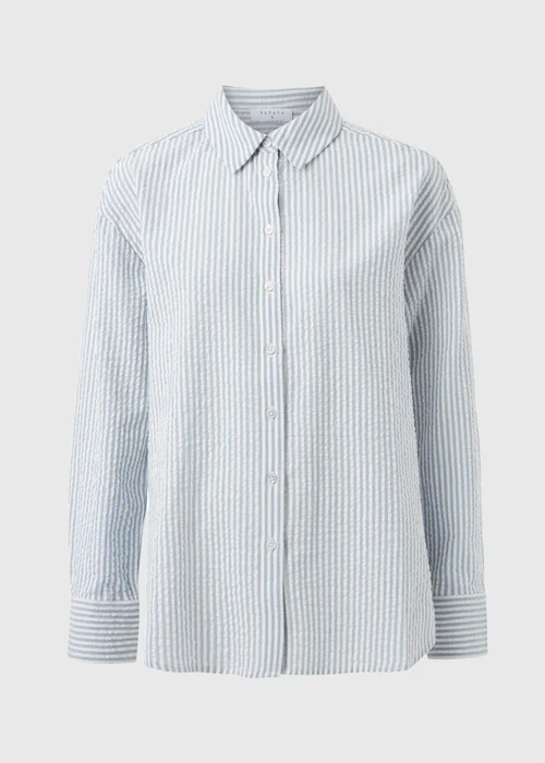 Blue Stripe Seersucker Shirt - Size 8 Image 4