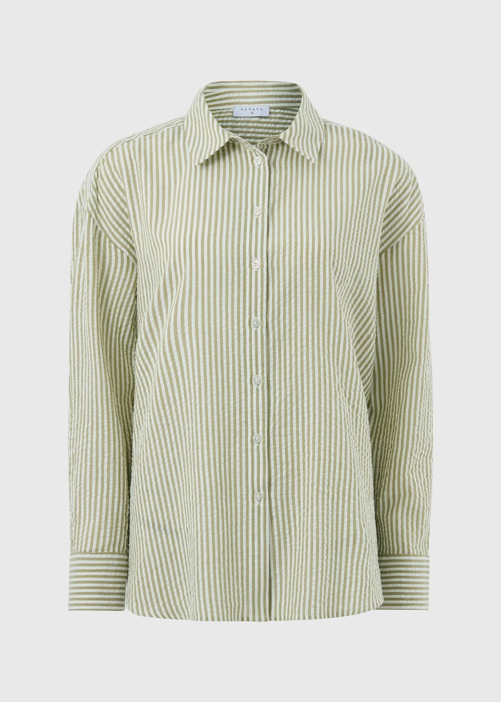 Khaki Stripe Seersucker Shirt - Size 8 Image 4