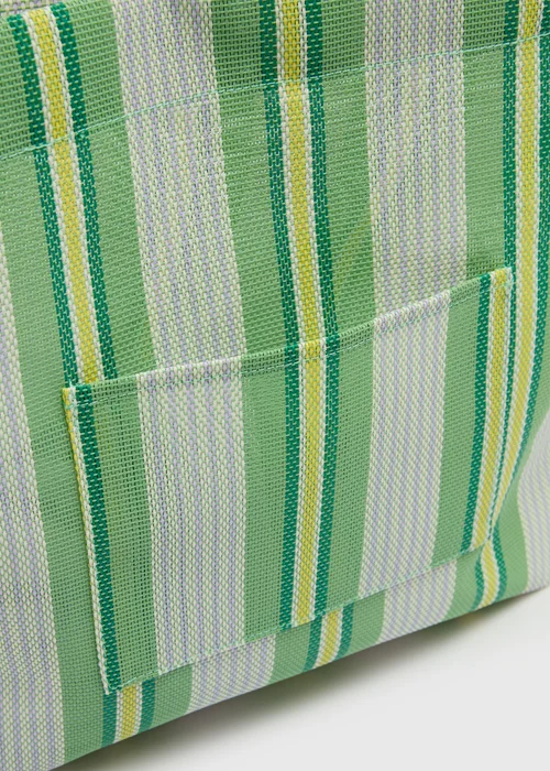 Green Stripe Mesh Beach Bag - One Size Image 2