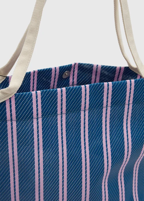 Blue Stripe Mesh Beach Bag - One Size Image 2