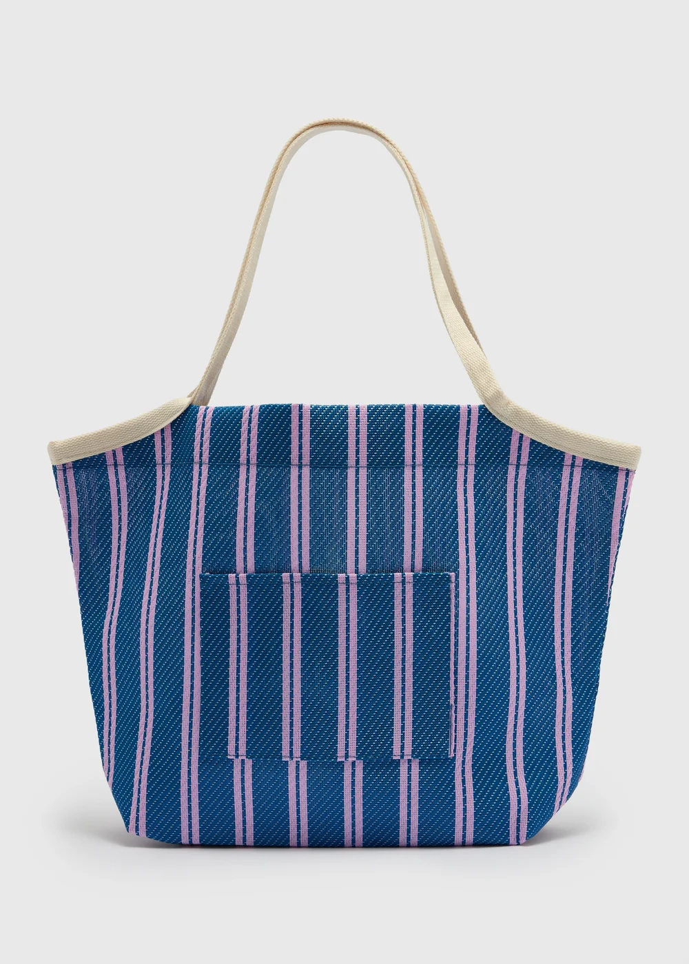 Blue Stripe Mesh Beach Bag - One Size Image 1
