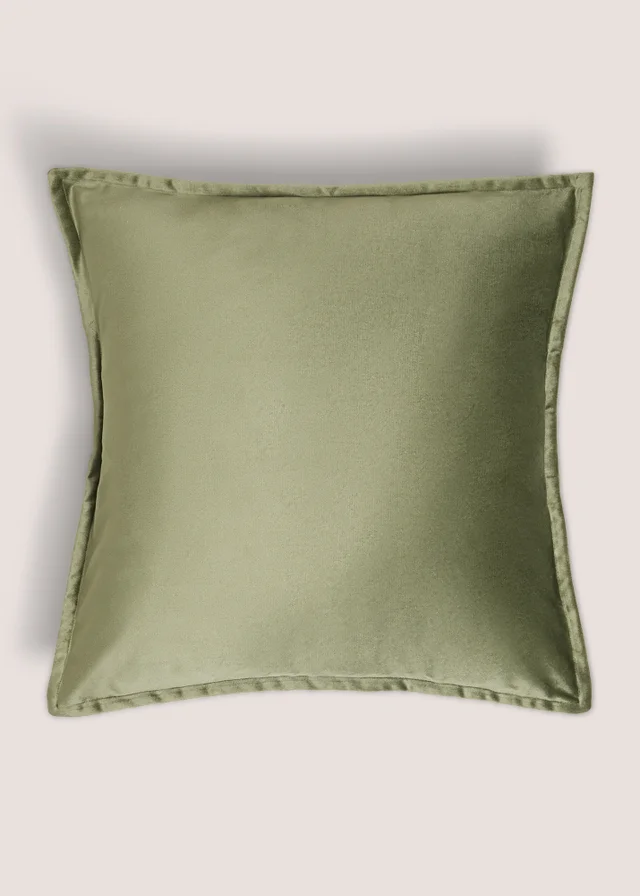 Olive Plain Velvet Cushion
