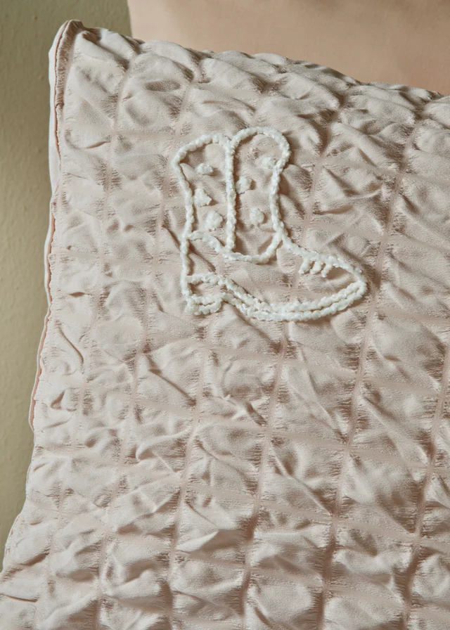 Natural Seersucker Embroidered Boot Duvet Set