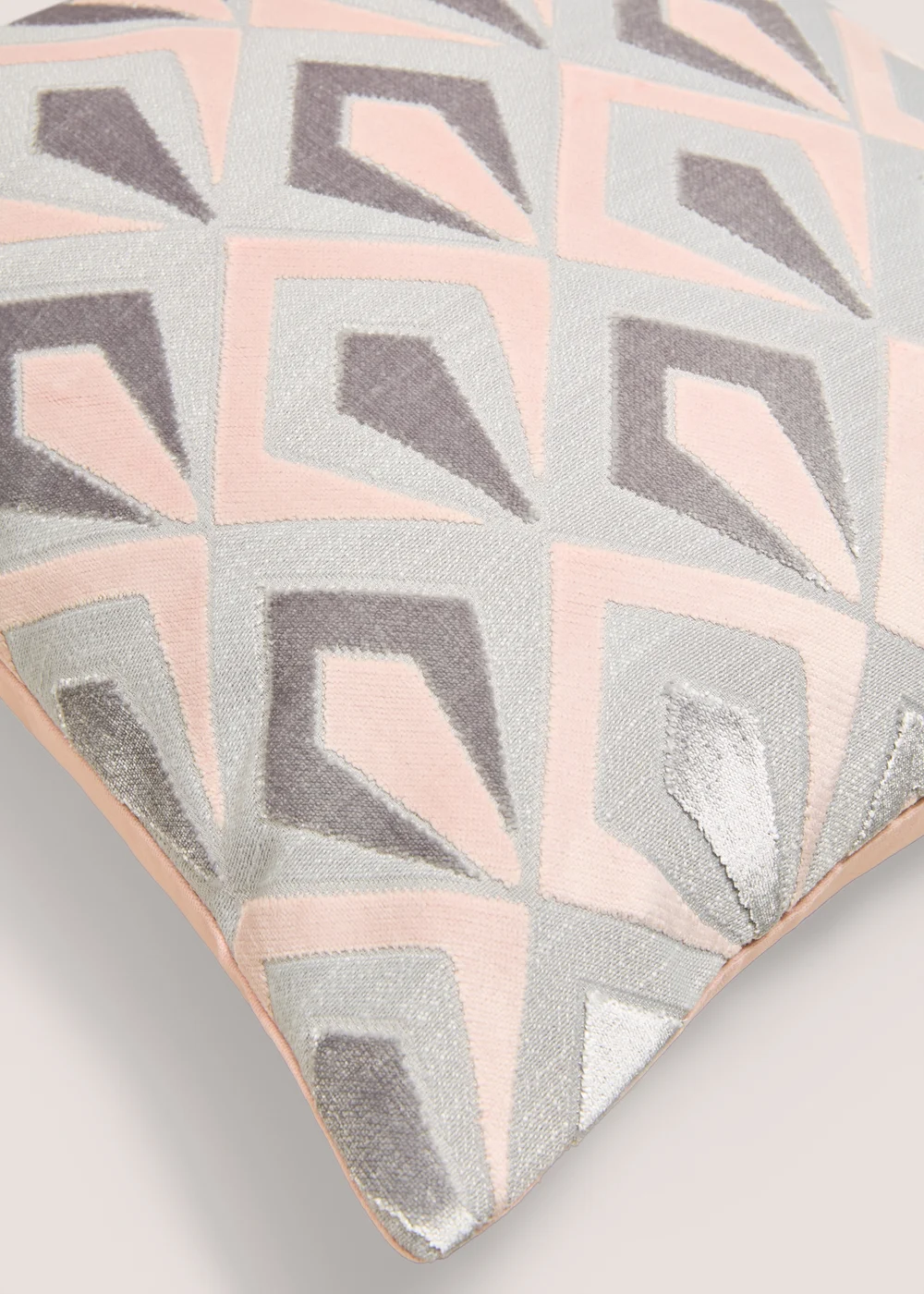 Pink Cut Velvet Angular Cushion Image 2