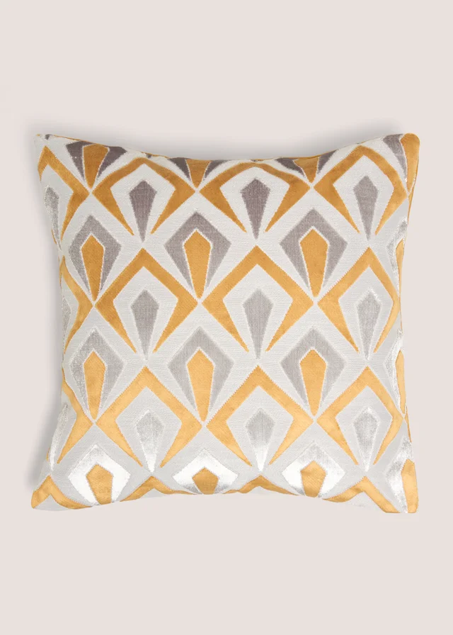 Gold Cut Velvet Angular Cushion