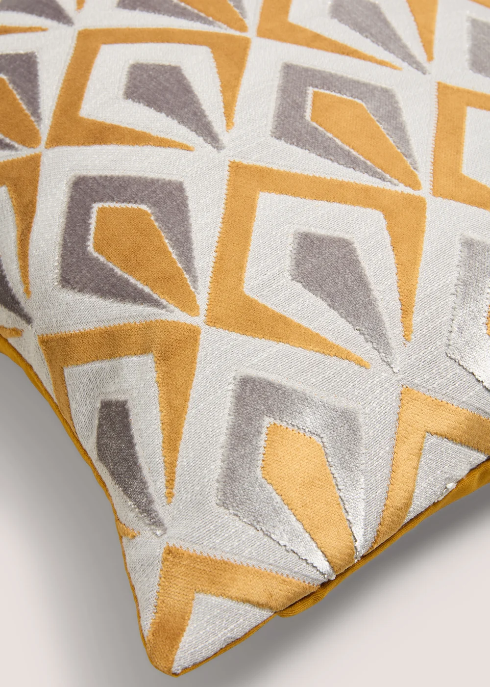 Gold Cut Velvet Angular Cushion Image 2