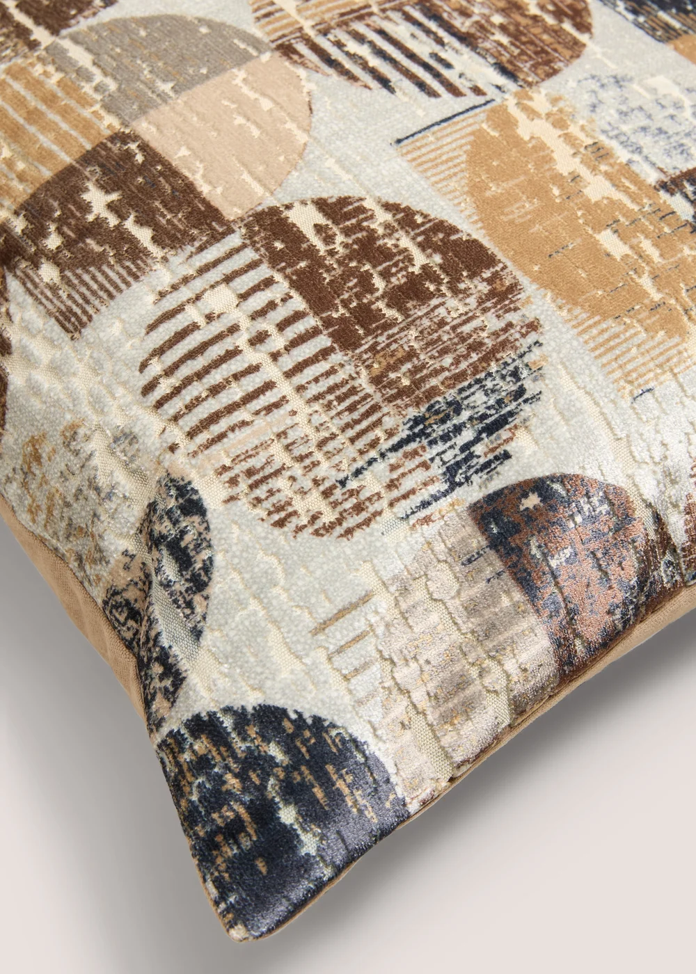 Rust Velvet Circular Geometric Cushion Image 2