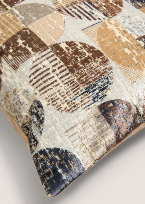 Rust Velvet Circular Geometric Cushion Image 2
