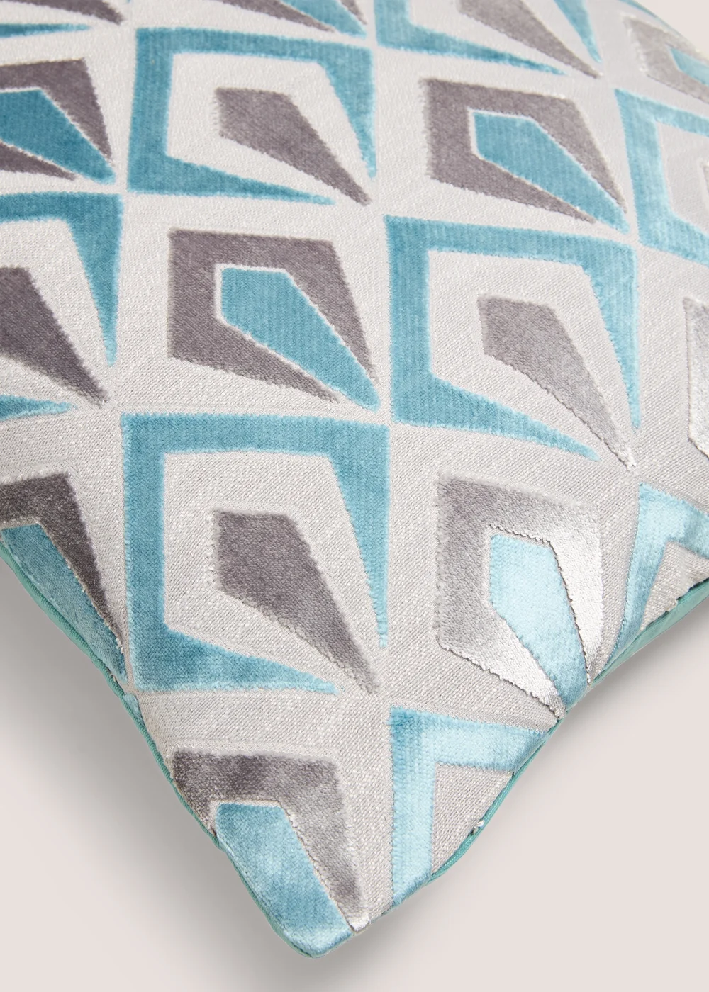 Blue Cut Velvet Cushion Image 1