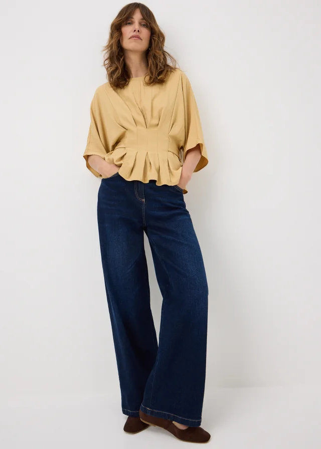 Et Vous Buttermilk Pleated Front Top