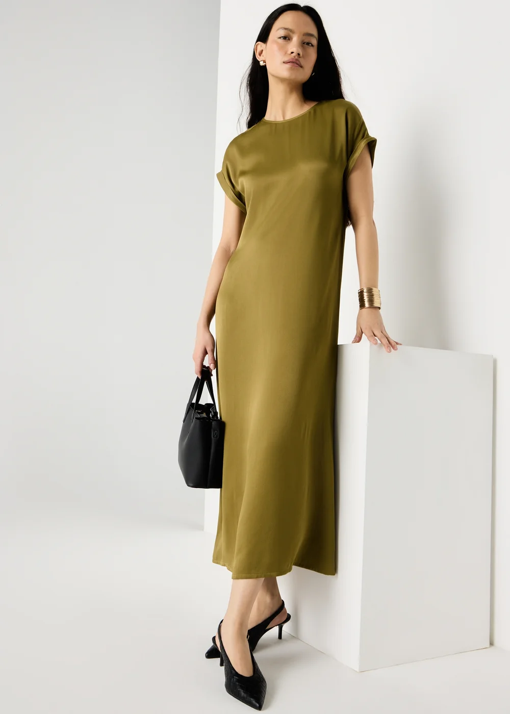 Et Vous Olive Column Midaxi Dress - 8 Image 1