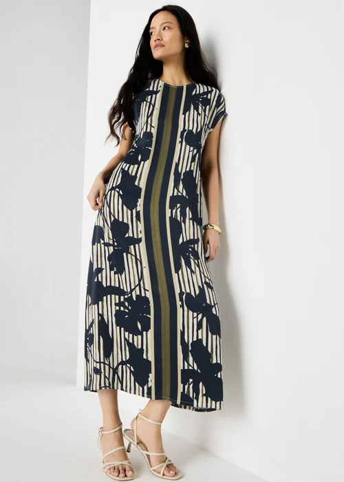 Et Vous Navy Floral Column Midaxi Dress - 8 Image 1