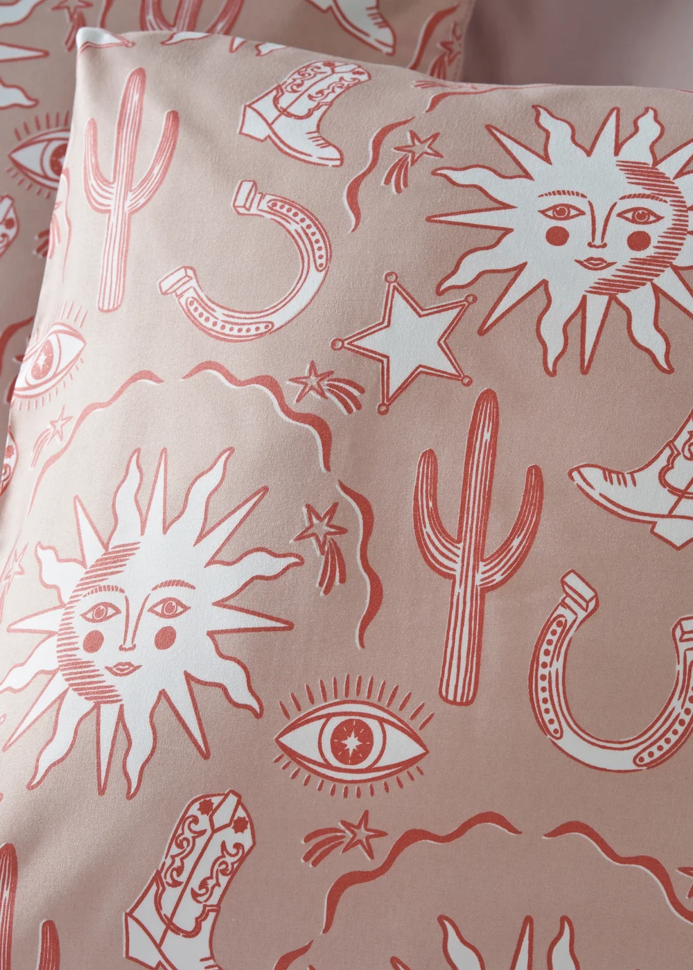 Pink Cowboy Print Microfibre Duvet Set - Single Image 2