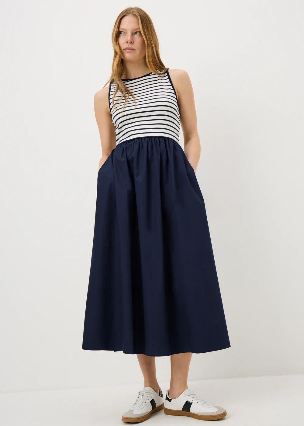 Navy Stripe 2 in 1 Midi Dress - 8 | Matalan Navy Stripe 2 in 1 Midi Dress - 8 | Matalan