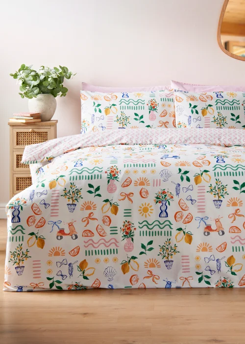 Multicolour Sorrento Tile Duvet Set - Single Image 1