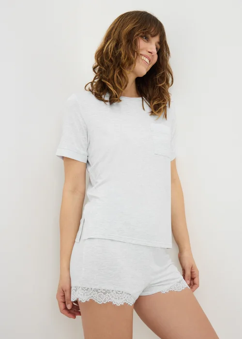 Grey Lace Trim Pyjama Shorts - XL Image 1