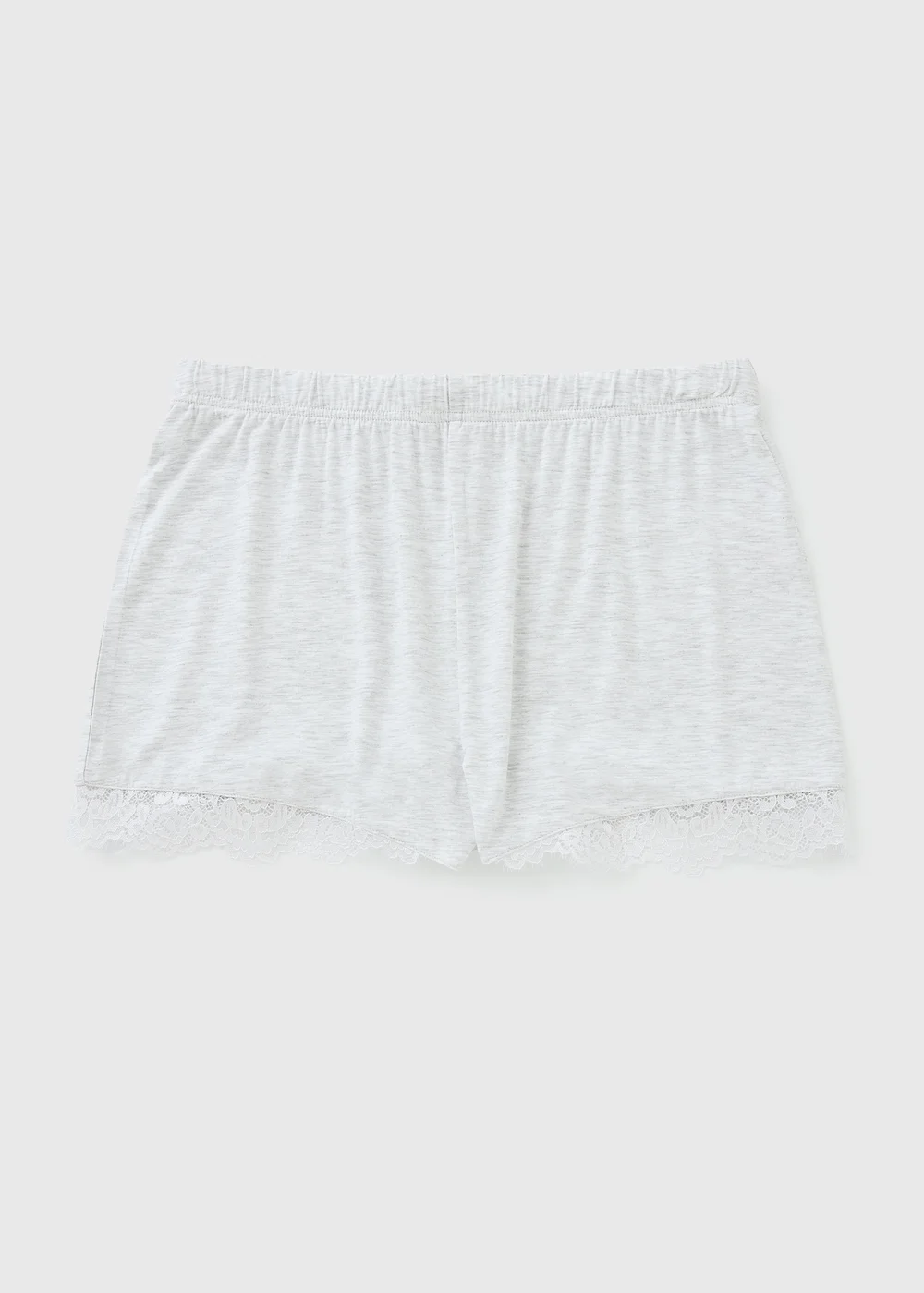 Grey Lace Trim Pyjama Shorts - XL Image 2