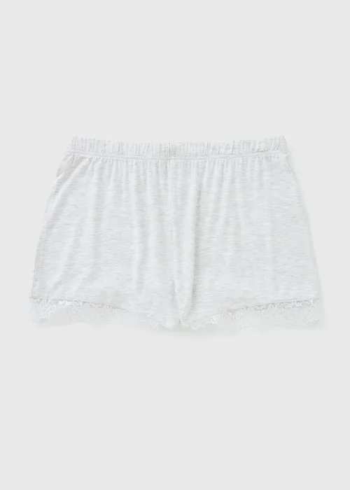 Grey Lace Trim Pyjama Shorts - XL Image 2