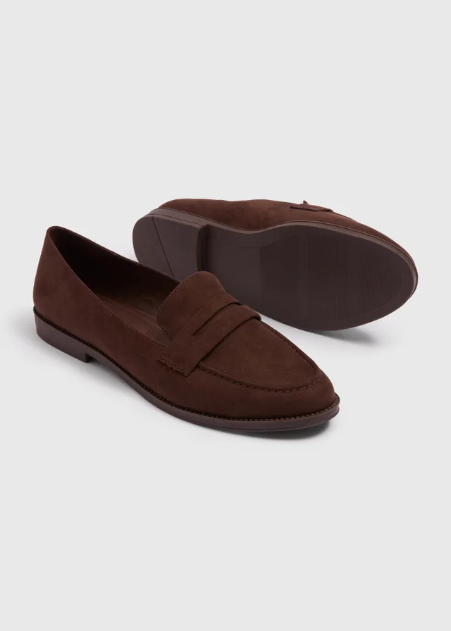 Chocolate Brown Faux Suede Loafers