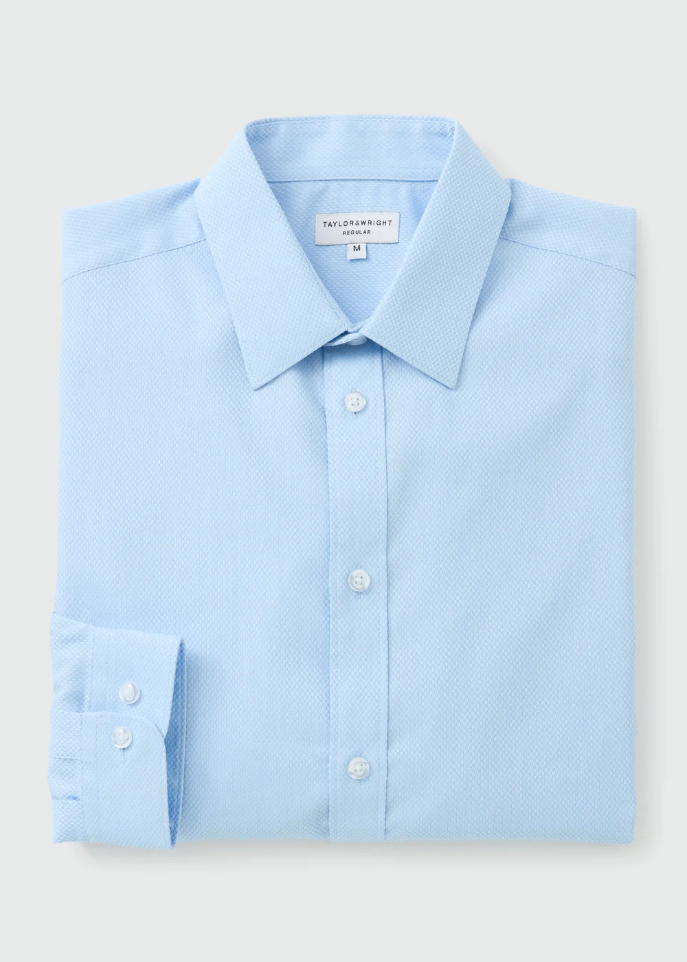 Taylor & Wright Blue Texture Regular Fit Shirt - S Image 1