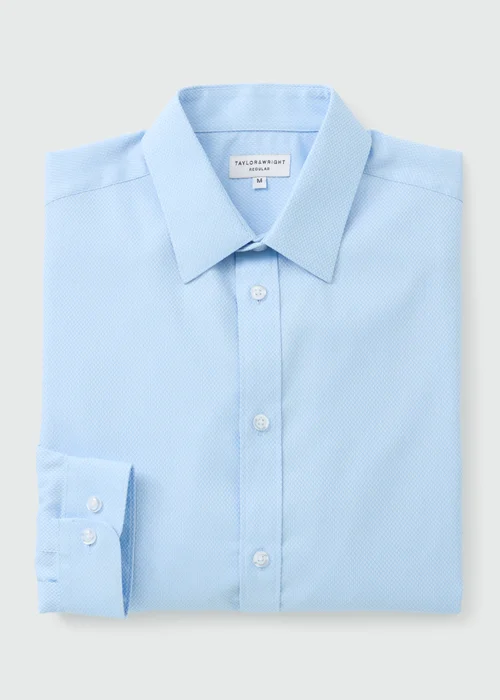 Taylor & Wright Blue Texture Regular Fit Shirt - S Image 1