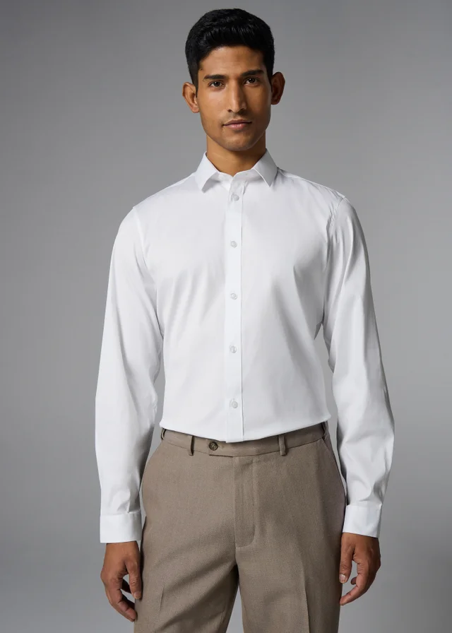Taylor & Wright White Performance Slim Fit Shirt