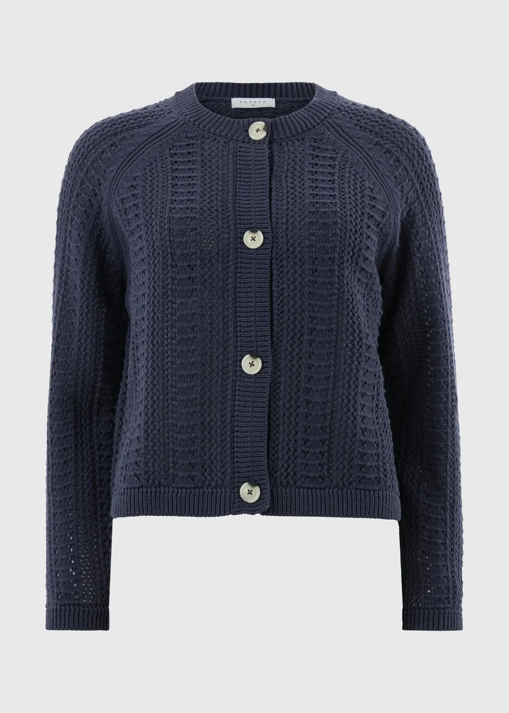 Navy Pointelle Stitch Cardigan - 8 Image 4