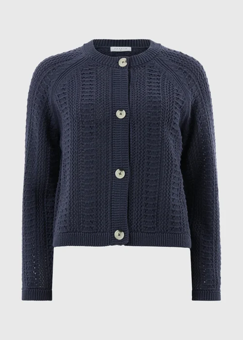 Navy Pointelle Stitch Cardigan - 8 Image 4
